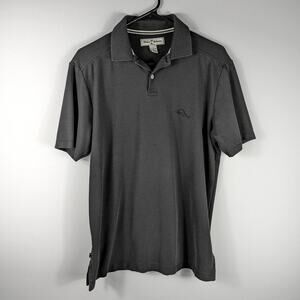 Tommy Bahama Polo Shirt Small Gray Cotton Blend Short Sleeve Casual Logo